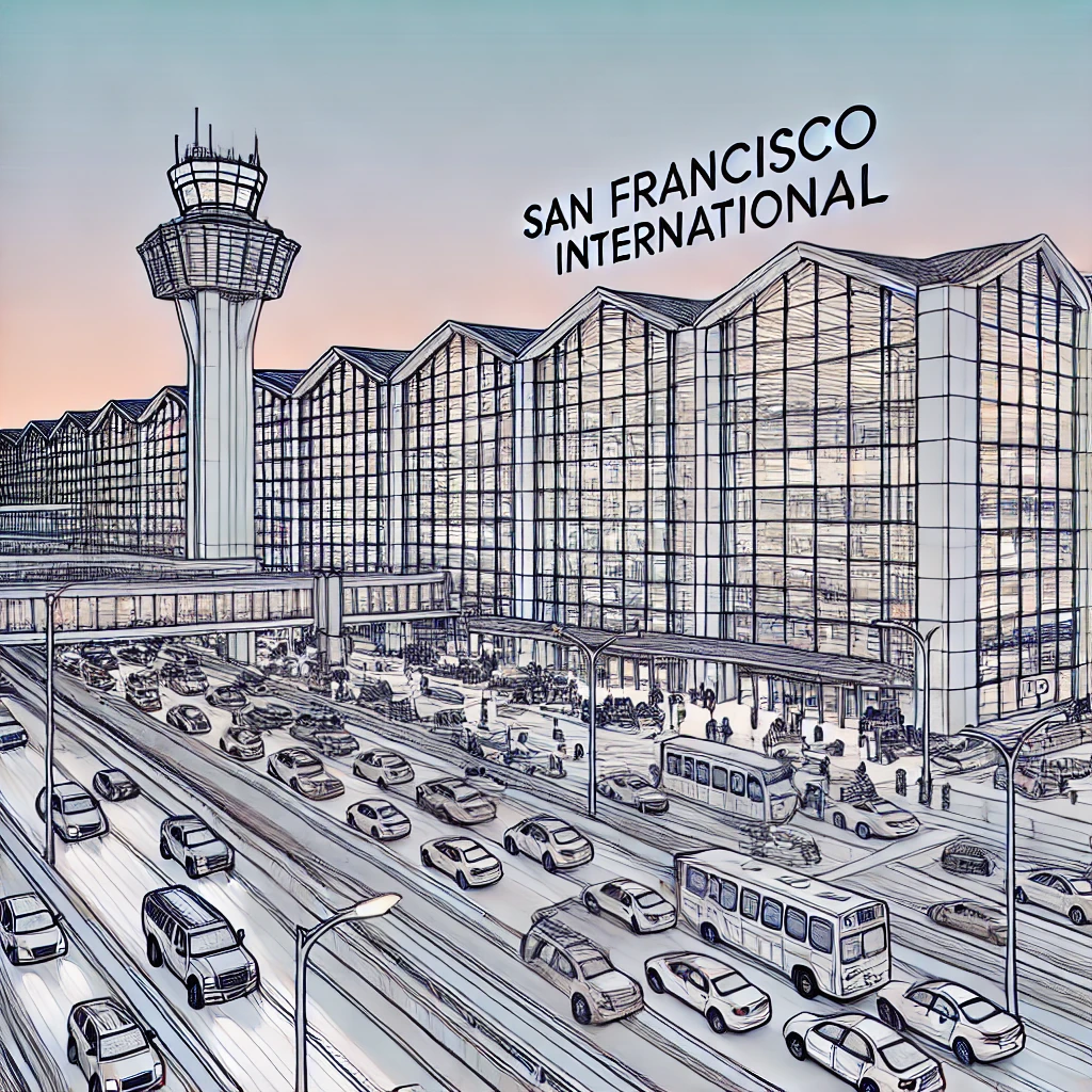 Line drawing illustrating San Francisco International Airport SFO