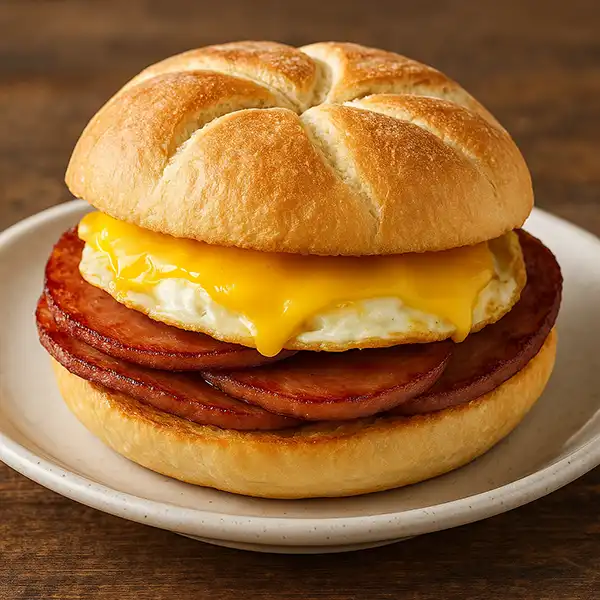 Taylor Ham (Pork Roll), Egg, and Cheese Sandwich