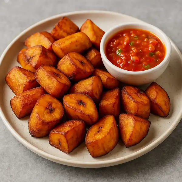 A plate of fried plantains (Aloco) from Côte d'Ivoire.
