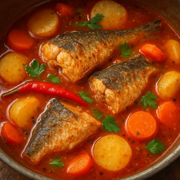 Danube fish soup traditional dish