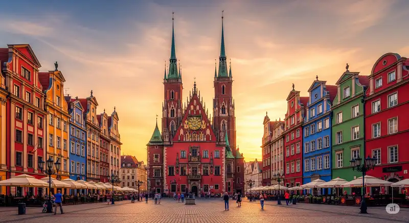 Wrocław Market Square in Lower Silesia