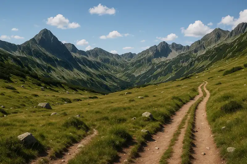 Hiking trail in Rila Mountains, Sofia Province