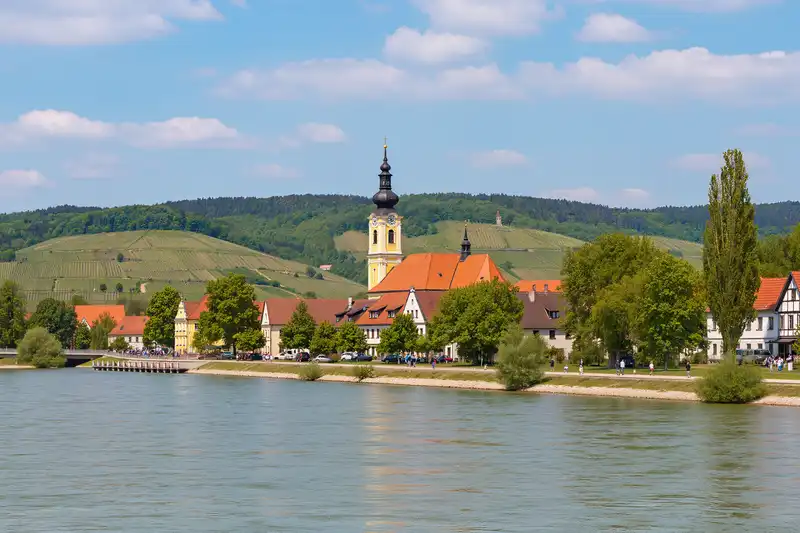 Tokaj panoramic landmark or lakefront view