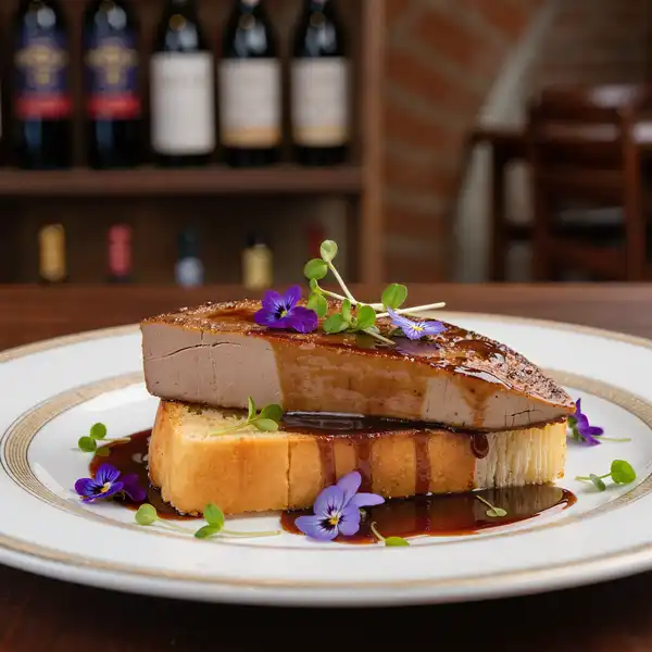Tokaji goose liver with wine reduction close-up